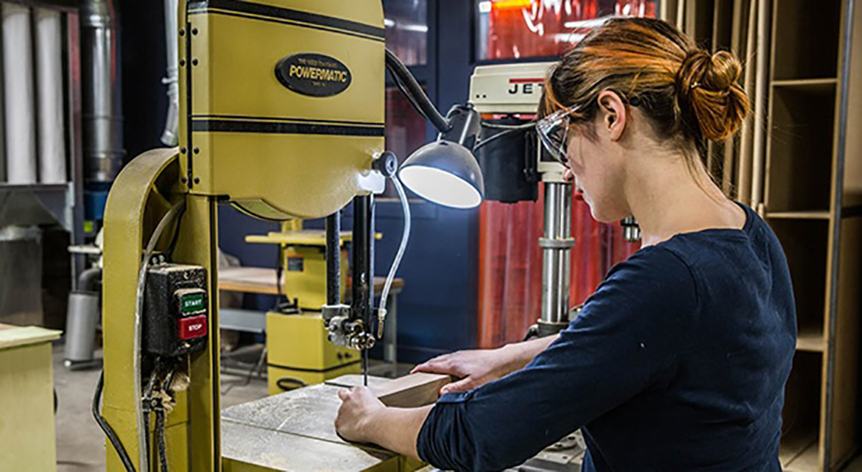 NextFab member working in the woodshop