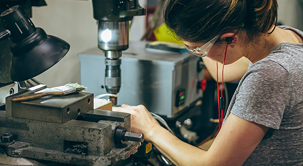 NextFab member working in the metal shop