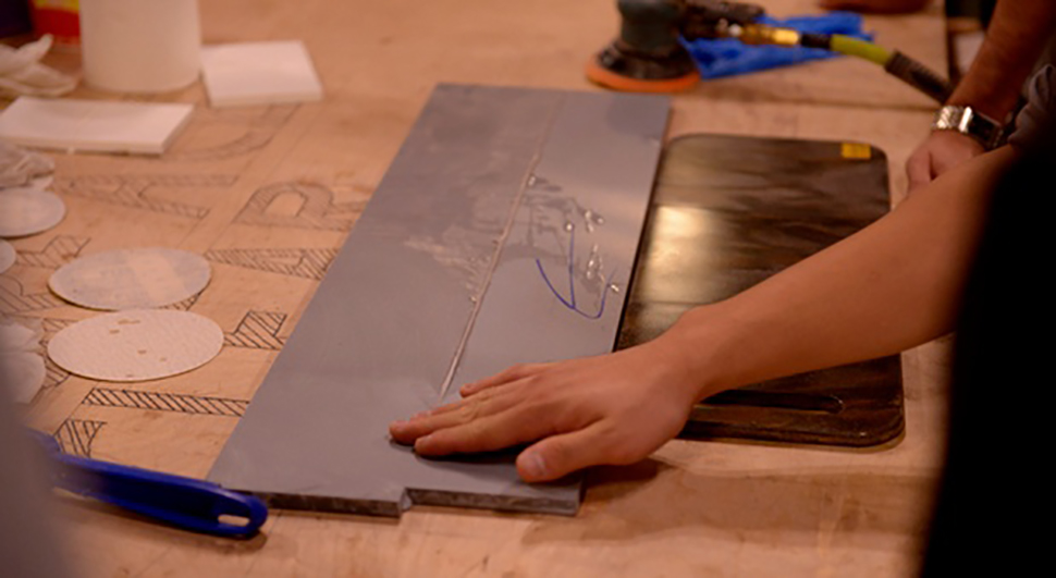 Corian with color-matching adhesives at NextFab makerspace