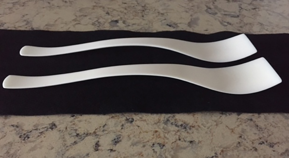 Corian salad tongs made at NextFab