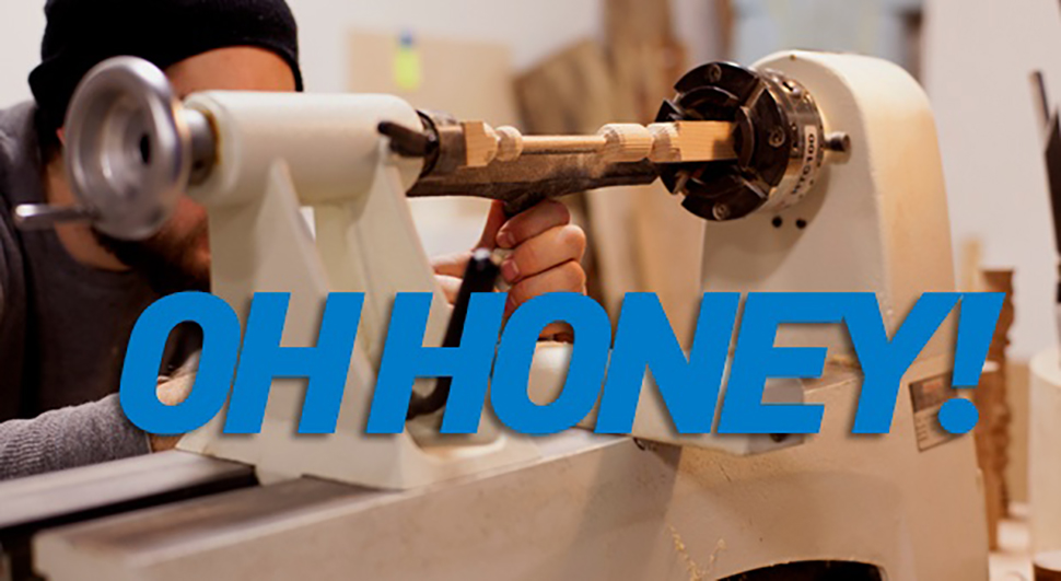 NextFab member working on a Honey dipper in the wood shop