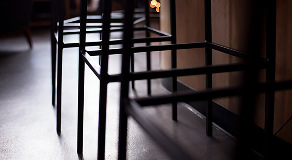 Bar stool legs and frames welded in the NextFab metal shop