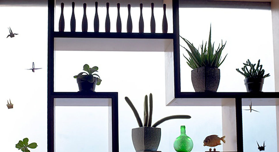 Tetris shelves made at NextFab