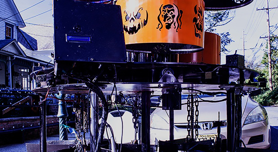 Close up of pumpkin carving machine