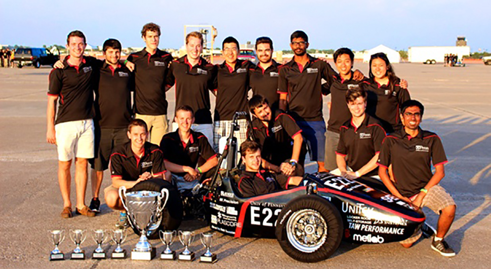 Photo of the Penn Electric 2015 Racing team with the Rev1