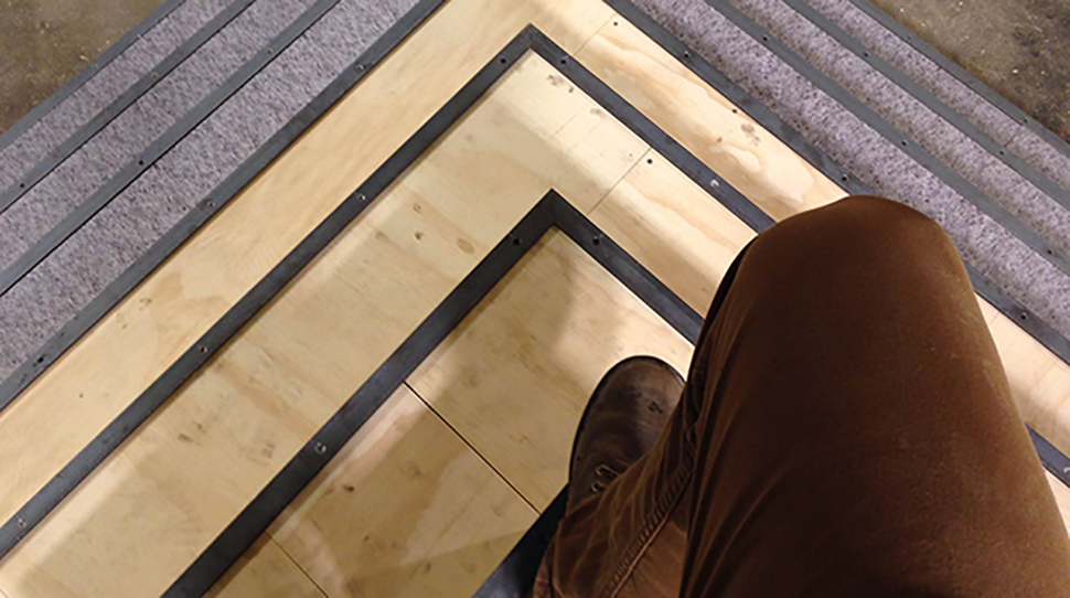 Plywood clad in Skatelite composite made at NextFab