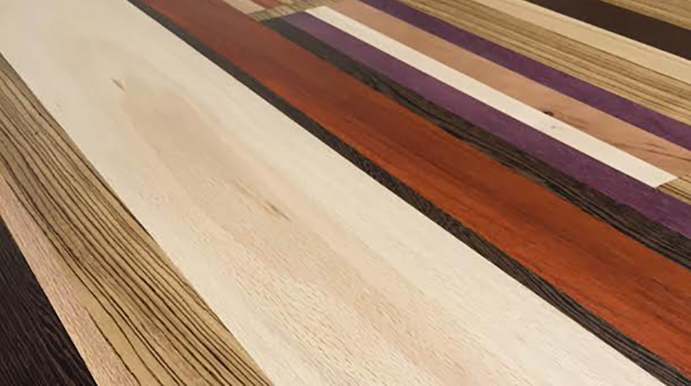 Close up of finished wooden table top NextFab