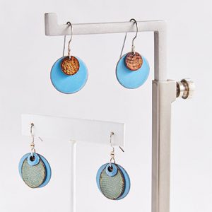 Brick & Wire - a jewelry line that incorporates the colors, textures, and materials of Philadelphia's building landscape, including enamel earrings, brick and silver jewelry, digitally-embroidered bracelets, postcards, and stickers 1