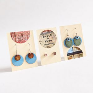 Brick & Wire - a jewelry line that incorporates the colors, textures, and materials of Philadelphia's building landscape, including enamel earrings, brick and silver jewelry, digitally-embroidered bracelets, postcards, and stickers 3