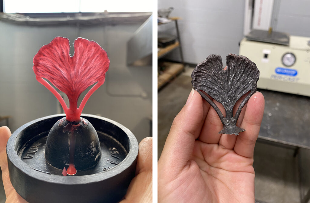 Lost wast casting mold and metal flower